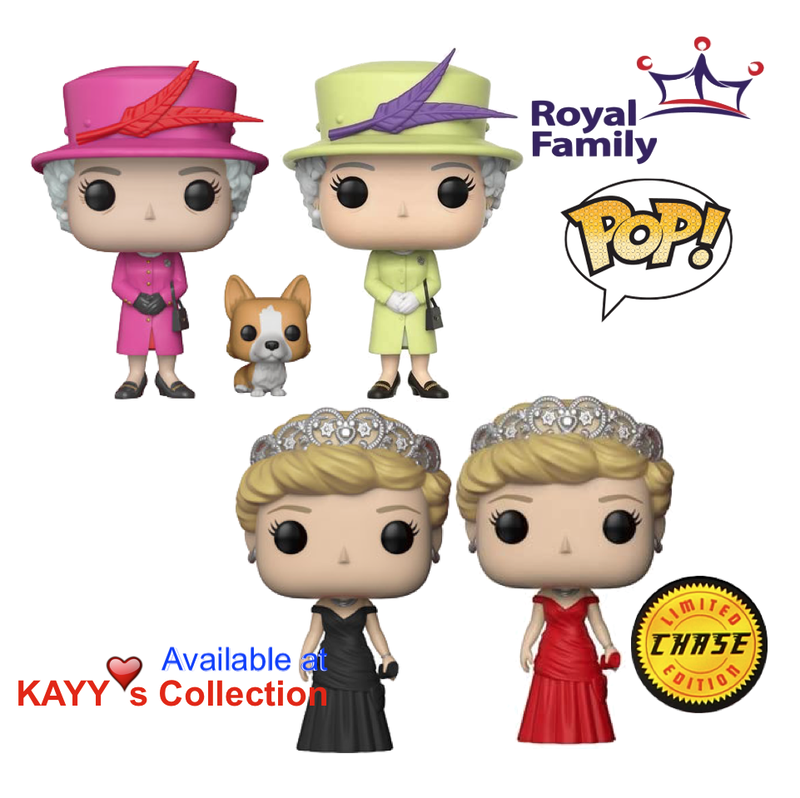 rare Royal Family Queen Elizabeth II and Princess Diana funko pop figures kayys collection montreal funko pop store west island montreal